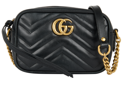 GG Marmont Mini Shoulder Bag, &pound;550, Handbags, Black, Leather, Front view